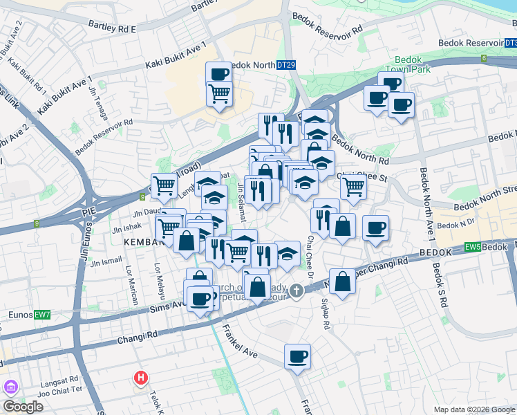 map of restaurants, bars, coffee shops, grocery stores, and more near in Singapore