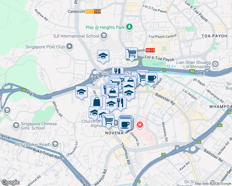 map of restaurants, bars, coffee shops, grocery stores, and more near in Singapore