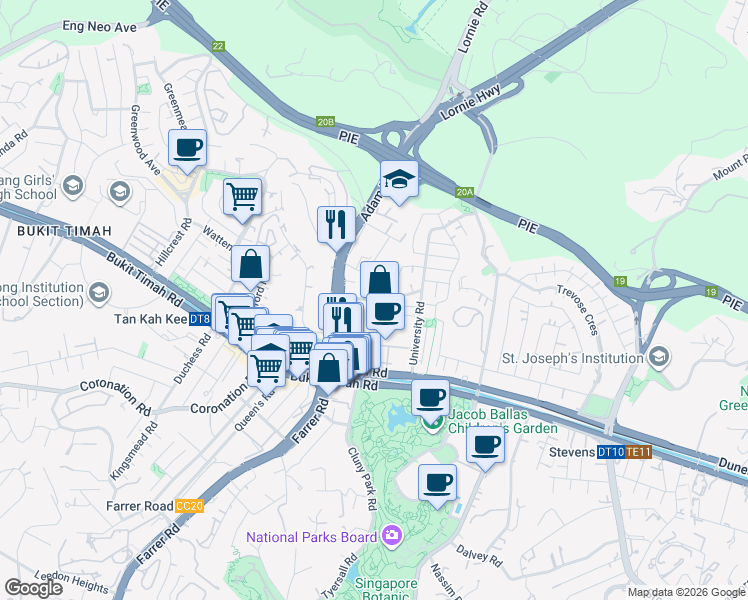 map of restaurants, bars, coffee shops, grocery stores, and more near in Singapore