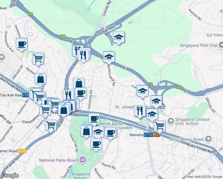 map of restaurants, bars, coffee shops, grocery stores, and more near in Singapore