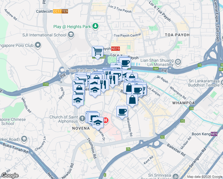 map of restaurants, bars, coffee shops, grocery stores, and more near in Singapore