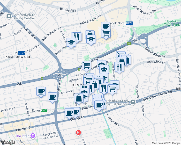 map of restaurants, bars, coffee shops, grocery stores, and more near in Singapore