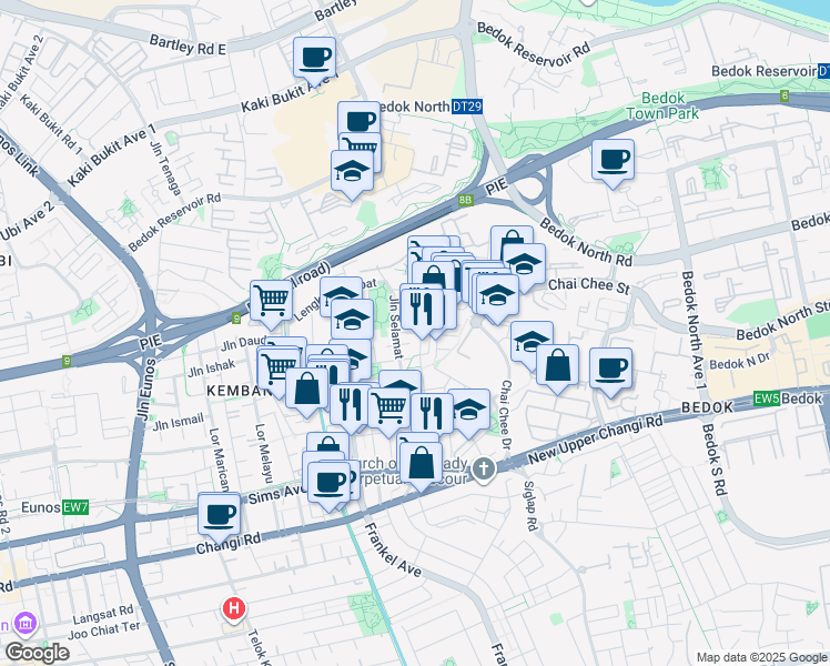 map of restaurants, bars, coffee shops, grocery stores, and more near in Singapore