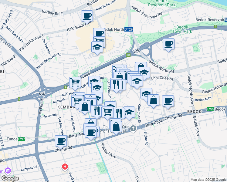 map of restaurants, bars, coffee shops, grocery stores, and more near in Singapore