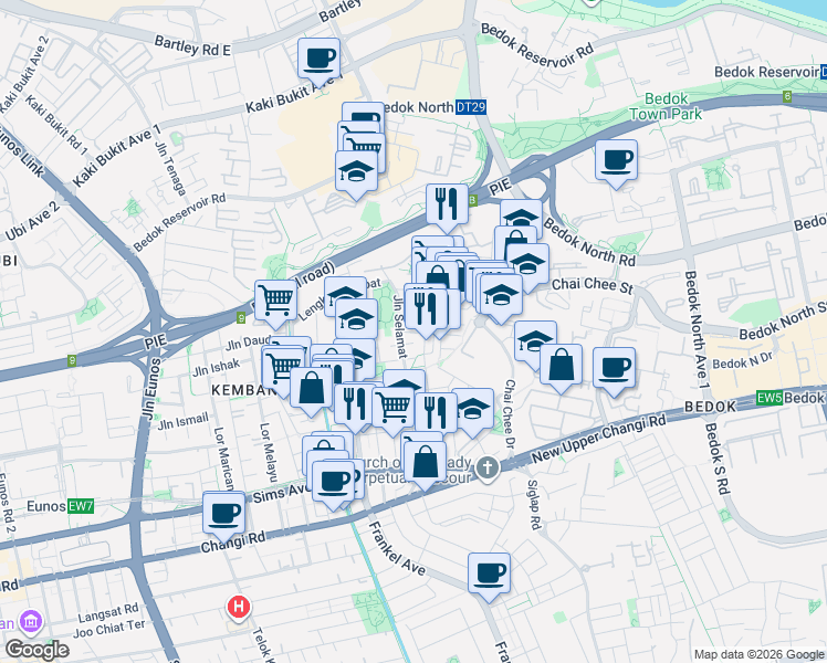 map of restaurants, bars, coffee shops, grocery stores, and more near in Singapore