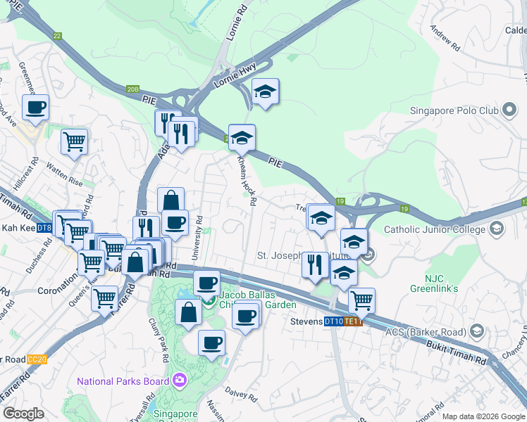 map of restaurants, bars, coffee shops, grocery stores, and more near in Singapore