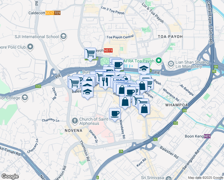 map of restaurants, bars, coffee shops, grocery stores, and more near in Singapore