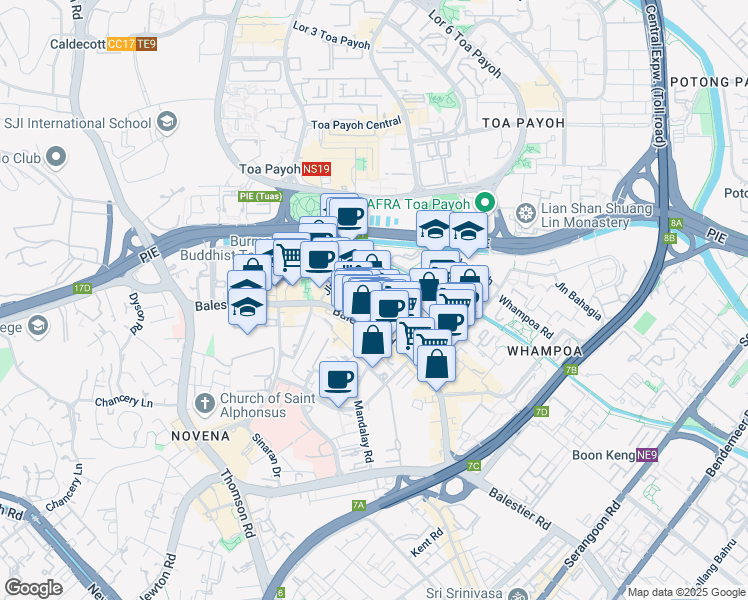 map of restaurants, bars, coffee shops, grocery stores, and more near in Singapore