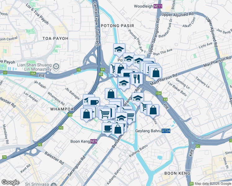 map of restaurants, bars, coffee shops, grocery stores, and more near in Singapore