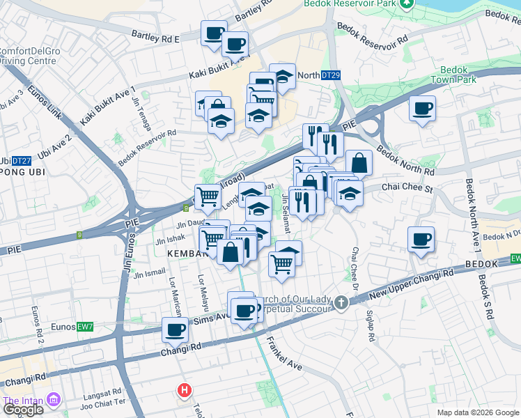 map of restaurants, bars, coffee shops, grocery stores, and more near in Singapore