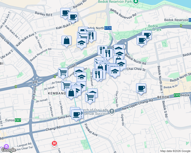 map of restaurants, bars, coffee shops, grocery stores, and more near in Singapore