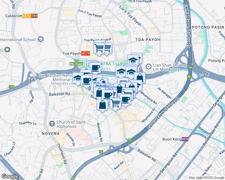 map of restaurants, bars, coffee shops, grocery stores, and more near in Singapore