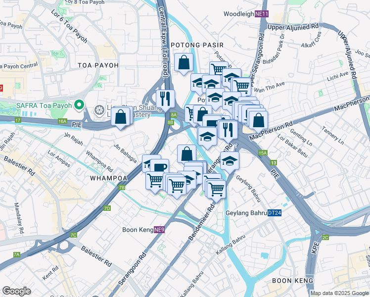 map of restaurants, bars, coffee shops, grocery stores, and more near in Singapore