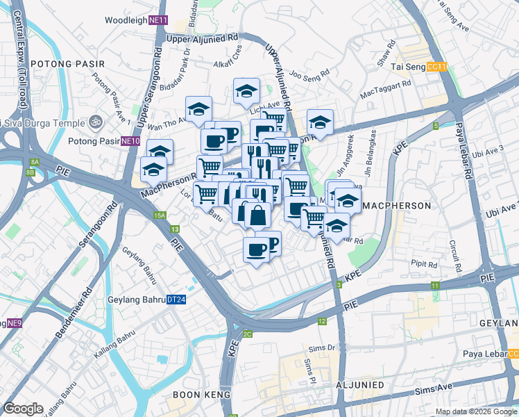 map of restaurants, bars, coffee shops, grocery stores, and more near in Singapore