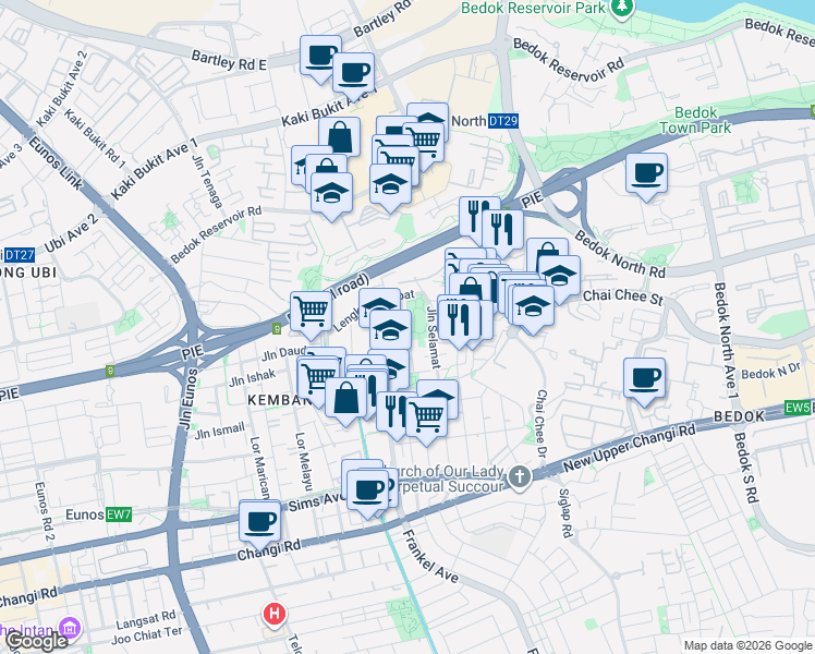 map of restaurants, bars, coffee shops, grocery stores, and more near in Singapore