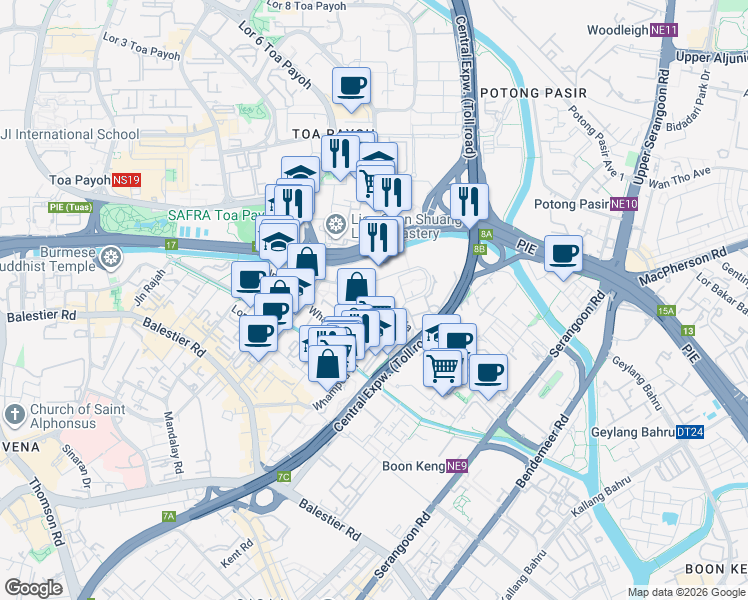 map of restaurants, bars, coffee shops, grocery stores, and more near in Singapore