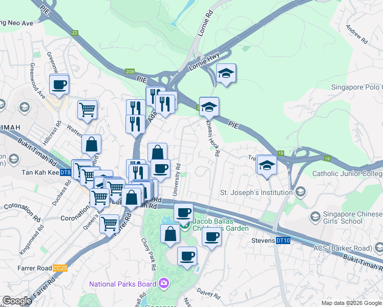 map of restaurants, bars, coffee shops, grocery stores, and more near in Singapore