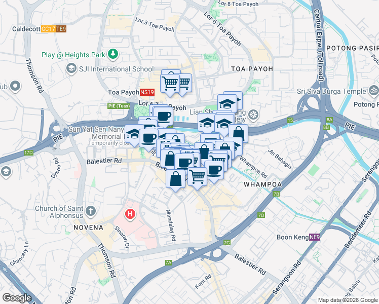 map of restaurants, bars, coffee shops, grocery stores, and more near in Singapore