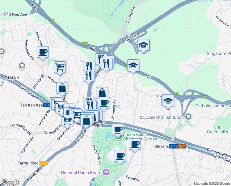 map of restaurants, bars, coffee shops, grocery stores, and more near in Singapore