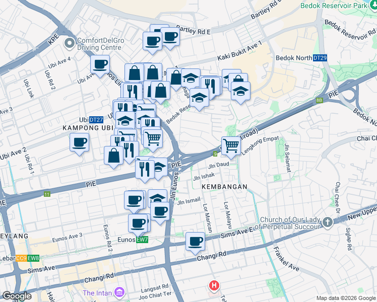map of restaurants, bars, coffee shops, grocery stores, and more near in Singapore