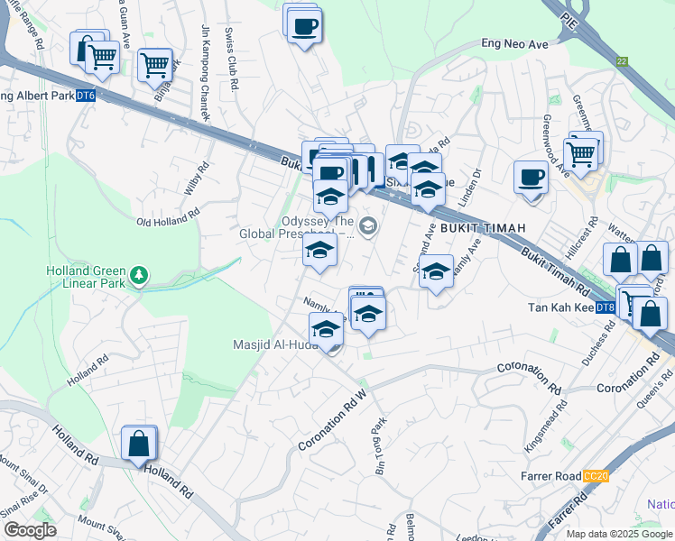 map of restaurants, bars, coffee shops, grocery stores, and more near in Singapore