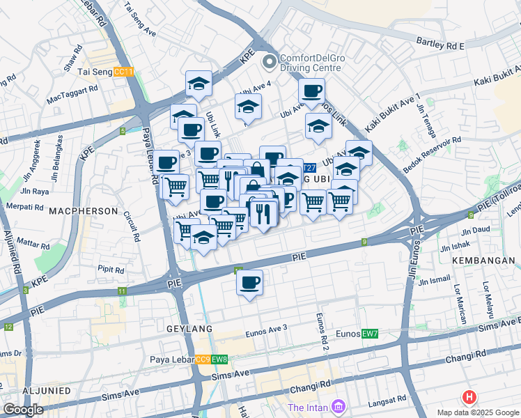 map of restaurants, bars, coffee shops, grocery stores, and more near in Singapore