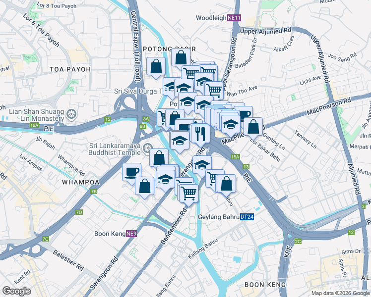 map of restaurants, bars, coffee shops, grocery stores, and more near in Singapore