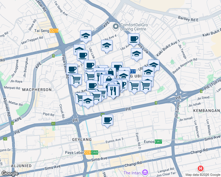 map of restaurants, bars, coffee shops, grocery stores, and more near in Singapore