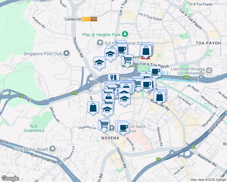 map of restaurants, bars, coffee shops, grocery stores, and more near in Singapore