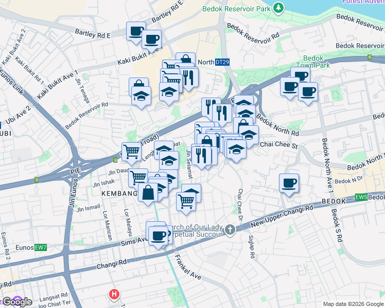 map of restaurants, bars, coffee shops, grocery stores, and more near in Singapore