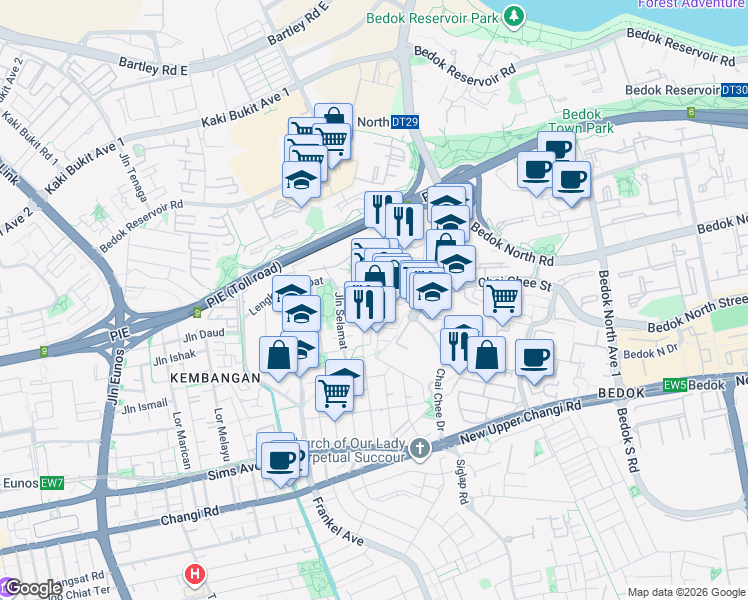 map of restaurants, bars, coffee shops, grocery stores, and more near in Singapore