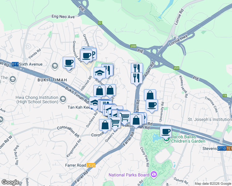 map of restaurants, bars, coffee shops, grocery stores, and more near in Singapore