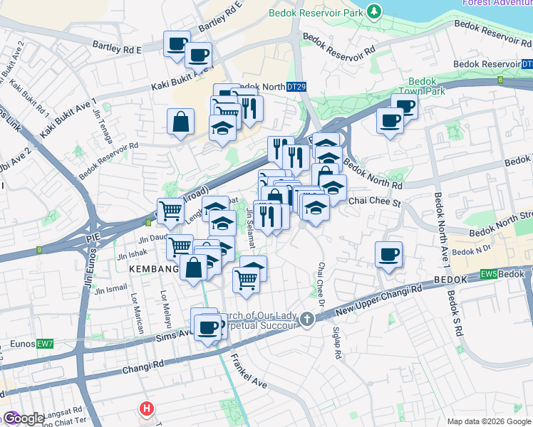 map of restaurants, bars, coffee shops, grocery stores, and more near in Singapore