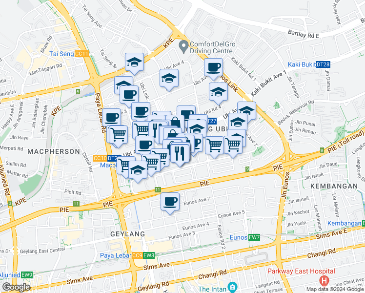 map of restaurants, bars, coffee shops, grocery stores, and more near in Singapore