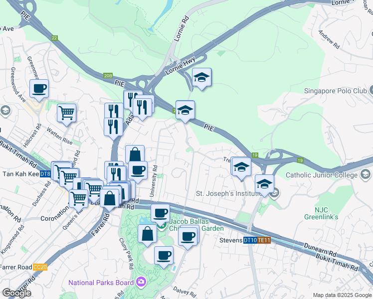 map of restaurants, bars, coffee shops, grocery stores, and more near in Singapore
