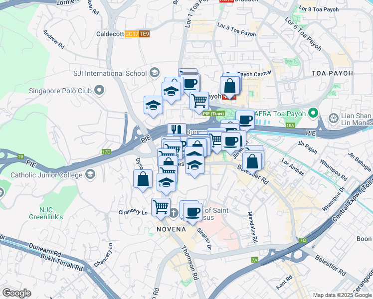 map of restaurants, bars, coffee shops, grocery stores, and more near in Singapore
