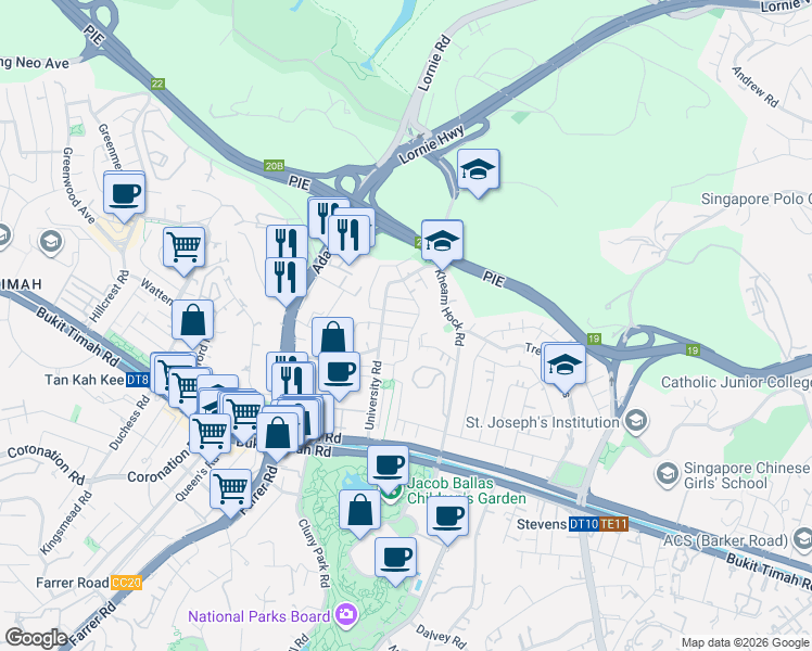 map of restaurants, bars, coffee shops, grocery stores, and more near in Singapore