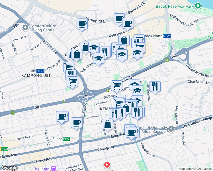 map of restaurants, bars, coffee shops, grocery stores, and more near in Singapore