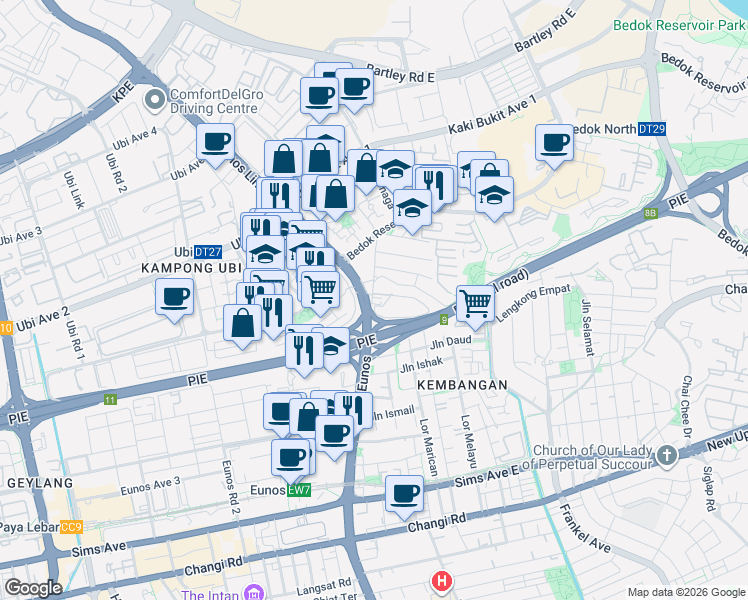 map of restaurants, bars, coffee shops, grocery stores, and more near in Singapore