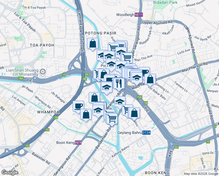 map of restaurants, bars, coffee shops, grocery stores, and more near in Singapore