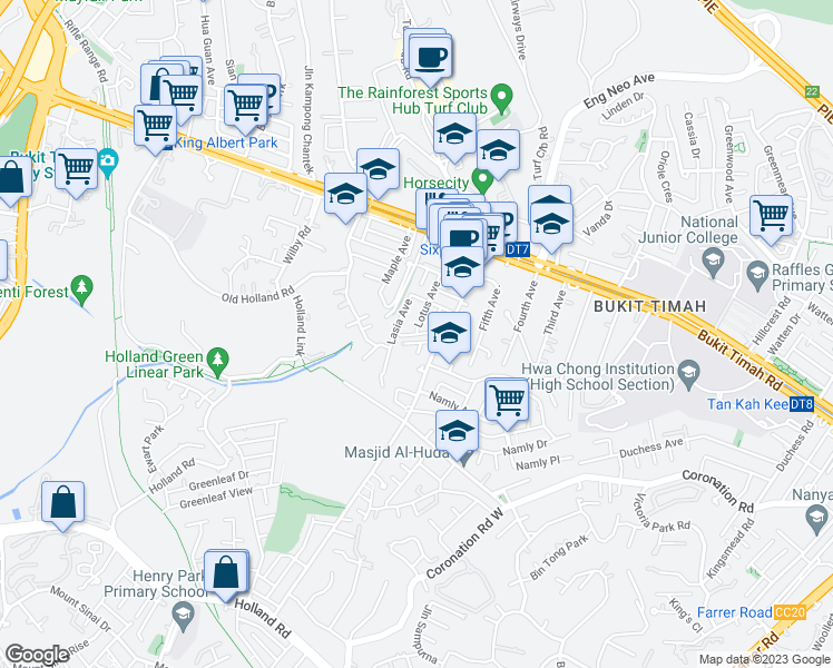 map of restaurants, bars, coffee shops, grocery stores, and more near in Singapore