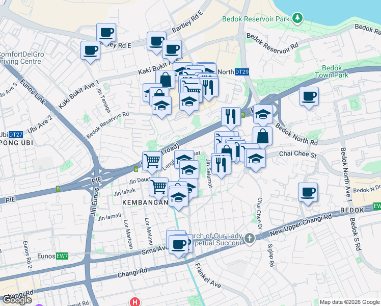 map of restaurants, bars, coffee shops, grocery stores, and more near in Singapore