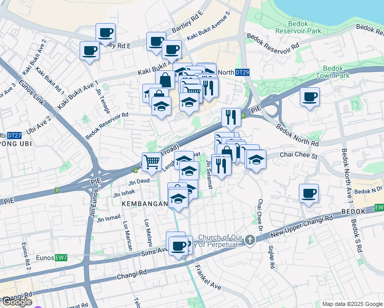 map of restaurants, bars, coffee shops, grocery stores, and more near in Singapore