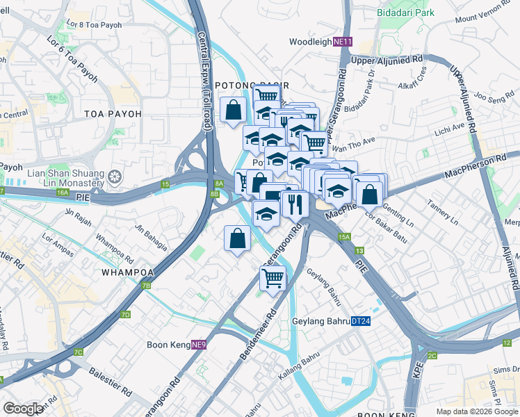 map of restaurants, bars, coffee shops, grocery stores, and more near in Singapore