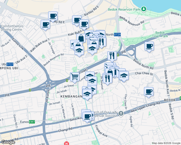 map of restaurants, bars, coffee shops, grocery stores, and more near in Singapore