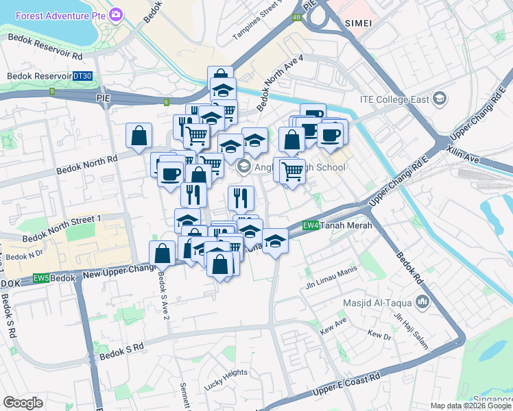 map of restaurants, bars, coffee shops, grocery stores, and more near in Singapore