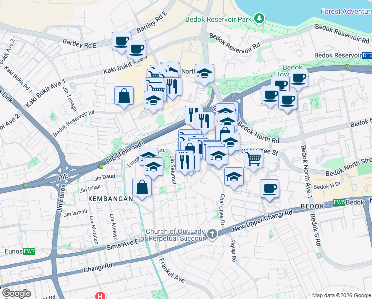 map of restaurants, bars, coffee shops, grocery stores, and more near in Singapore