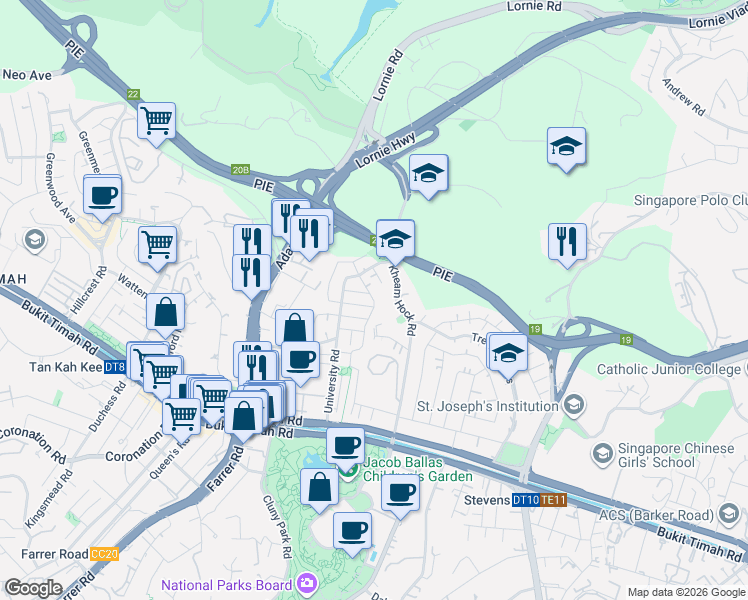 map of restaurants, bars, coffee shops, grocery stores, and more near in Singapore