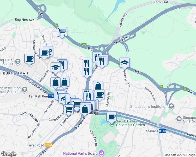 map of restaurants, bars, coffee shops, grocery stores, and more near in Singapore
