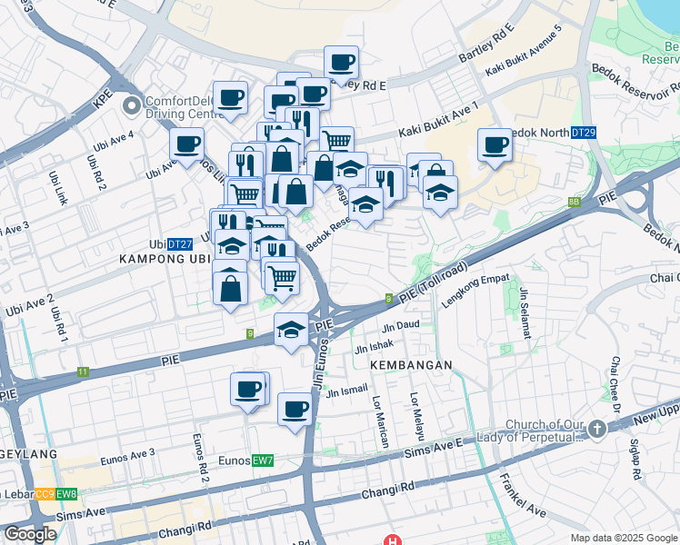 map of restaurants, bars, coffee shops, grocery stores, and more near in Singapore